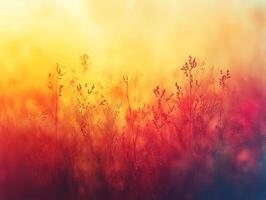 Wild grass swaying in golden sunset light photo