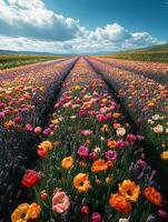 Colorful tulips and lavender photo