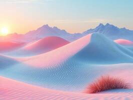 sand dunes stretching under a vibrant blue sky in the desert photo