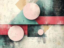 Abstract geometric background showing pink circles and colorful rectangles photo