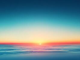 Calm ocean reflecting sunset colors during twilight photo