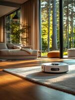 Robot vacuum cleaner working photo