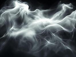 Blue smoke abstract shapes on black background photo