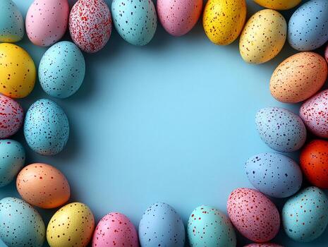 Colorful easter eggs forming a frame photo