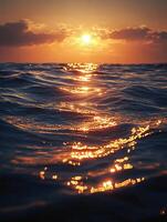 calm ocean waves at dusk photo