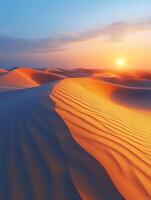 Majestic sand dunes stretching in the desert photo