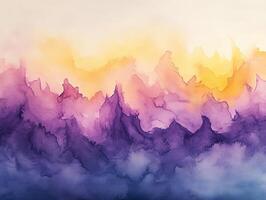 Abstract painting depicting vibrant mountain photo