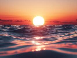 Golden sunset reflecting on calm ocean waves photo