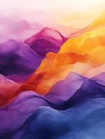 Abstract depicting vibrant mountain ranges at sunset photo
