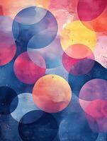 Colorful overlapping circles creating background photo