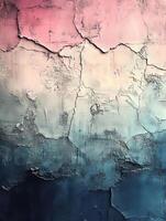 Pink, beige and blue cracked wall creating gradient effect photo