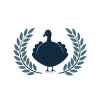 Unique turkey logo with wreath art for creative branding. vector