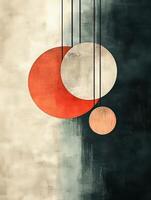 Colorful circles hanging in abstract space photo