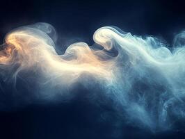 Blue smoke creating abstract shapes on dark background photo