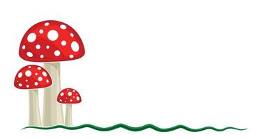 Symbol of red fly agaric with green grass. vector