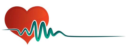 A logo of red heart with the cardiogram. vector