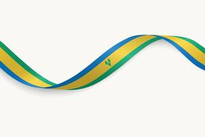 Saint Vincent and the Grenadines flag on Waving ribbon, white background vector