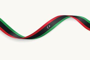 Libya flag on Waving ribbon, white background vector