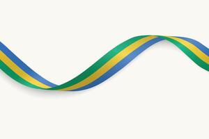 Gabon flag on Waving ribbon, white background vector