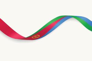 Eritrea flag on Waving ribbon, white background vector
