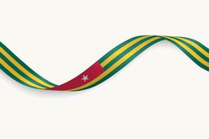 Togo flag on Waving ribbon, white background vector