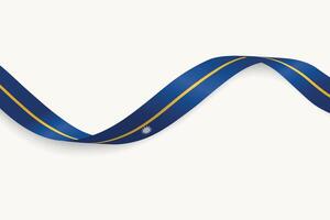 Nauru flag on Waving ribbon, white background vector