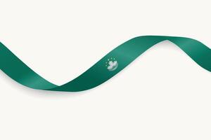 Macao flag on Waving ribbon, white background vector