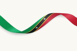 Saint Kitts and Nevis flag on Waving ribbon, white background vector