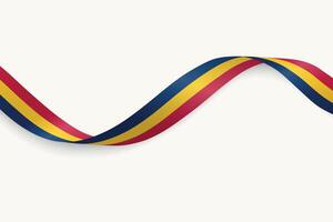 Chad flag on Waving ribbon, white background vector