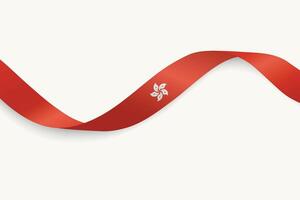 Hong Kong flag on Waving ribbon, white background vector