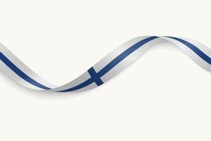 Finland flag on Waving ribbon, white background vector