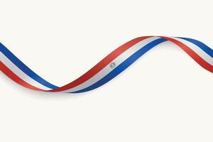 Paraguay flag on Waving ribbon, white background vector