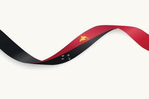 Papua New Guinea flag on Waving ribbon, white background vector