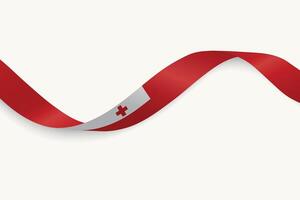 Tonga flag on Waving ribbon, white background vector