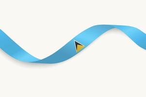 Saint Lucia flag on Waving ribbon, white background vector