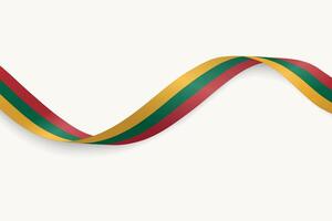 Lithuania flag on Waving ribbon, white background vector