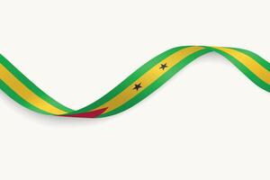 Sao Tome and Principe flag on Waving ribbon, white background vector