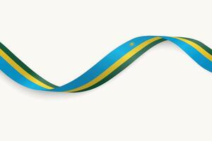 Rwanda flag on Waving ribbon, white background vector