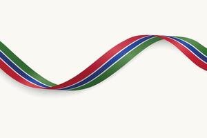 Gambia flag on Waving ribbon, white background vector