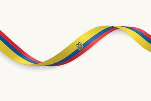 Ecuador flag on Waving ribbon, white background vector