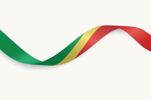 Congo flag on Waving ribbon, white background vector