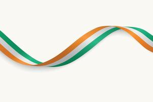 Ivory Coast flag on Waving ribbon, white background vector