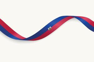 Haiti flag on Waving ribbon, white background vector