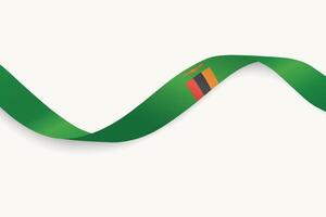 Zambia flag on Waving ribbon, white background vector