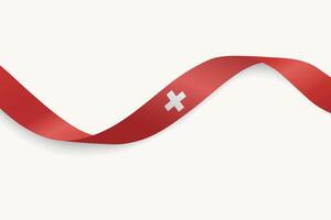 Switzerland flag on Waving ribbon, white background vector