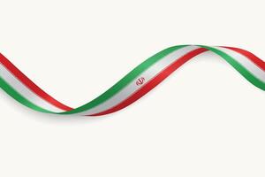 Iran flag on Waving ribbon, white background vector