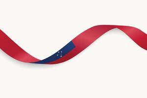 Samoa flag on Waving ribbon, white background vector