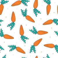 Carrots doodles, cartoon elements seamless pattern for wallpaper, textile prints, product packaging, background, wrapping paper, nursery decor, etc. EPS 10 vector