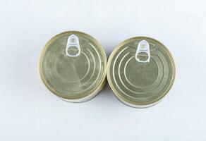 Two can on white background. top view photo