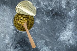 Top view of canned green olive photo